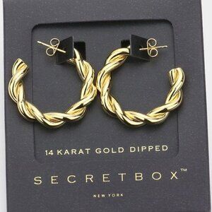 14K GOLD TWISTED HOOP EARRINGS